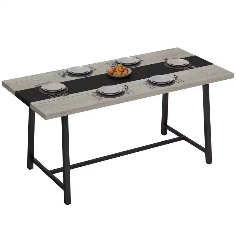 Table à manger industrielle HOMCOM pour 8 personnes, table de cuisine rectangulaire de 180 cm avec grand plateau et pieds en acier pour salle à manger