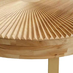 Table basse ronde, table d'appoint moderne en bois, table basse motif de sculpture style ferme avec pieds en métal pour salon, bureau, appartement