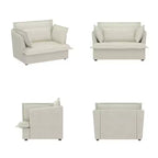 Fauteuil simple rembourré blanc Famapy, meuble de salon confortable avec coussins moelleux en coton