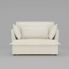 Fauteuil simple rembourré blanc Famapy, meuble de salon confortable avec coussins moelleux en coton