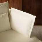 Fauteuil simple rembourré blanc Famapy, meuble de salon confortable avec coussins moelleux en coton