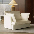 Fauteuil simple rembourré blanc Famapy, meuble de salon confortable avec coussins moelleux en coton