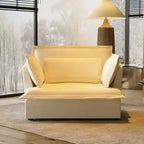 Fauteuil simple rembourré blanc Famapy, meuble de salon confortable avec coussins moelleux en coton