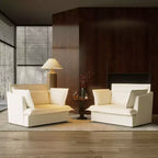 Fauteuil simple rembourré blanc Famapy, meuble de salon confortable avec coussins moelleux en coton