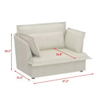 Fauteuil simple rembourré blanc Famapy, meuble de salon confortable avec coussins moelleux en coton