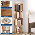 Étagère à Livres Rotative Zstar à 4 Niveaux, Bibliothèque d'Angle Compacte pour Petits Espaces, Organisateur de Rangement en Bois Rotatif à 360° pour Chambre à Coucher, Salon