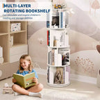 Étagère à Livres Rotative Zstar à 4 Niveaux, Bibliothèque d'Angle Compacte pour Petits Espaces, Organisateur de Rangement en Bois Rotatif à 360° pour Chambre à Coucher, Salon