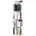 Zstar 4 Tier Rotating Bookshelf, Compact Corner Bookcase for Small Spaces 360 Display Wood Spinning Storage Organizer for Bedroom, Living Room