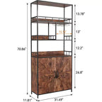 Meuble de bar haut de 180 cm, étagère de boulanger avec armoire, support de micro-ondes avec porte-verres, grande étagère de boulanger à 5 niveaux avec rangement