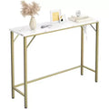 9.1 Narrow Console Table with Outlets, Sofa Table Behind Couch Table for Living Room, Industrial Hallway Table for Entryway, Foyer-Gold
