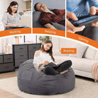 MAYEERTY Pouf géant 120cm rempli de mousse, Housse douce et amovible, Confortable pour adultes, enfants, salon, chambre, dortoir