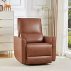 Fauteuil inclinable, pivotant et à bascule, inclinable manuel en cuir, fauteuil à bascule confortable, pour salon, chambre à coucher, marron