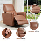 Fauteuil inclinable, pivotant et à bascule, inclinable manuel en cuir, fauteuil à bascule confortable, pour salon, chambre à coucher, marron