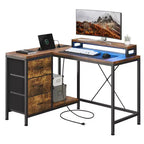 CuisinSmart Bureau d'angle en L de 43 pouces, bureau de gaming à 3 tiroirs avec étagères de rangement et support d'écran, bureau réversible pour la maison ou le bureau