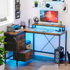 CuisinSmart Bureau d'angle en L de 43 pouces, bureau de gaming à 3 tiroirs avec étagères de rangement et support d'écran, bureau réversible pour la maison ou le bureau