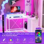 CuisinSmart Bureau d'angle en L de 43 pouces, bureau de gaming à 3 tiroirs avec étagères de rangement et support d'écran, bureau réversible pour la maison ou le bureau