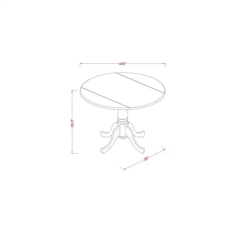 HomeStock Ensemble table et chaises de cuisine 5 pièces comprend une table de salle à manger ronde avec abattants et 4 chaises de salle à manger, 42x42 pouces, blanc lin