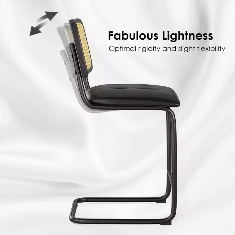 PexFix Lot de 2 tabourets de bar à hauteur de comptoir, en cuir PU rembourré, avec dossier en rotin, hauteur 61 cm, sans accoudoirs, pour îlot de cuisine, Noir