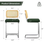 PexFix Lot de 2 tabourets de bar à hauteur de comptoir, tabourets de bar en velours rembourrés avec dossier en rotin, chaises de bar sans accoudoirs de 61 cm pour îlot de cuisine, vert noirâtre