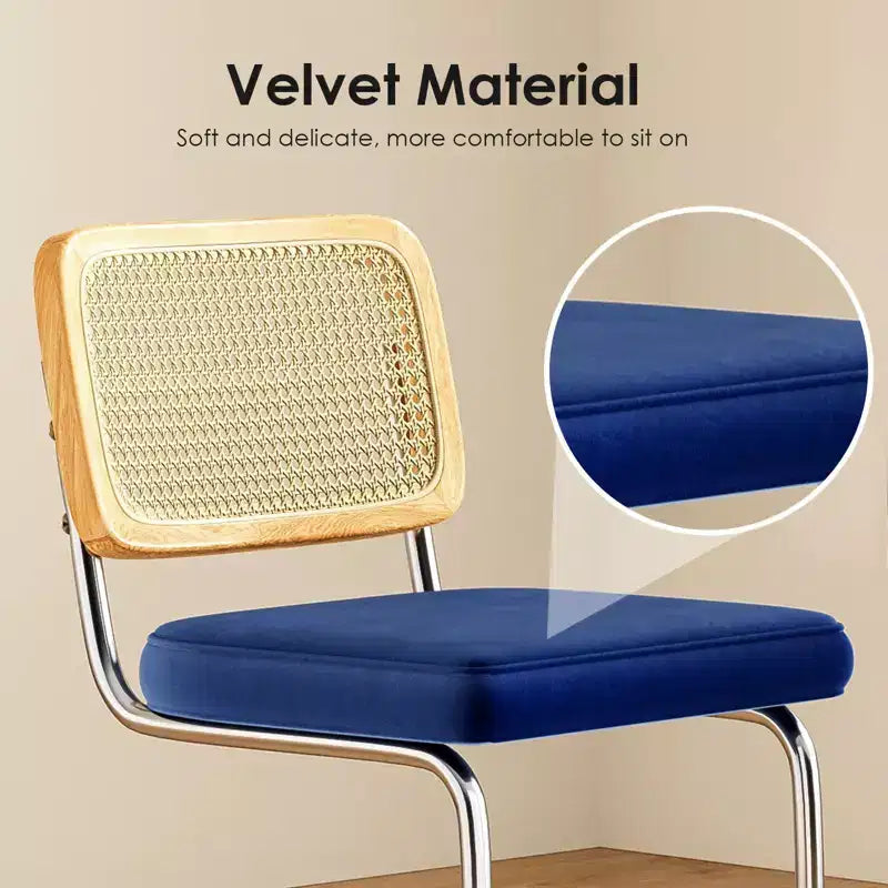 PexFix Lot de 2 tabourets de bar à hauteur de comptoir, tabourets de bar en velours rembourrés avec dossier en rotin, tabourets de 30 po de hauteur, chaises de bar sans accoudoirs pour îlot de cuisine, bleus