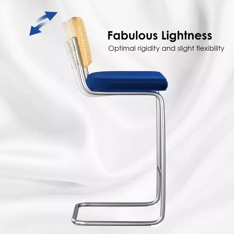 PexFix Lot de 2 tabourets de bar à hauteur de comptoir, tabourets de bar en velours rembourrés avec dossier en rotin, tabourets de 30 po de hauteur, chaises de bar sans accoudoirs pour îlot de cuisine, bleus