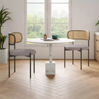 PexFix Lot de 4 chaises de salle à manger modernes rembourrées avec dossier en rotin, chaises d'appoint de cuisine avec pieds en métal, gris clair