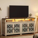 Meuble TV de ferme GustoWave 70.9, meuble de divertissement avec porte vitrée et lumières LED pour salon, chambre à coucher