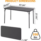 Table pliante de 4 pieds pour intérieur/extérieur, pieds métalliques verrouillables, plateau en cuir PU rembourré, pour pique-niques, fêtes, barbecues, camping