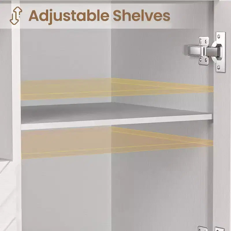 Meuble TV blanc GustoWave pour téléviseur jusqu'à 65 pouces, centre de divertissement avec rangement et tiroir pour salon, chambre à coucher