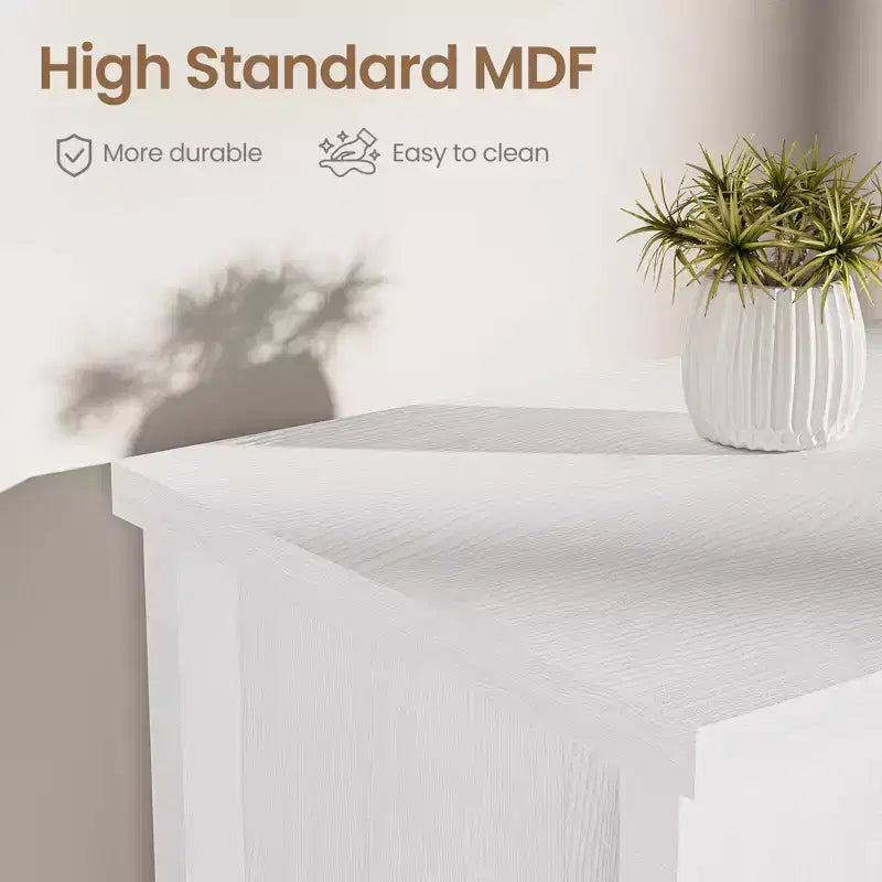 Meuble TV blanc GustoWave pour téléviseur jusqu'à 65 pouces, centre de divertissement avec rangement et tiroir pour salon, chambre à coucher