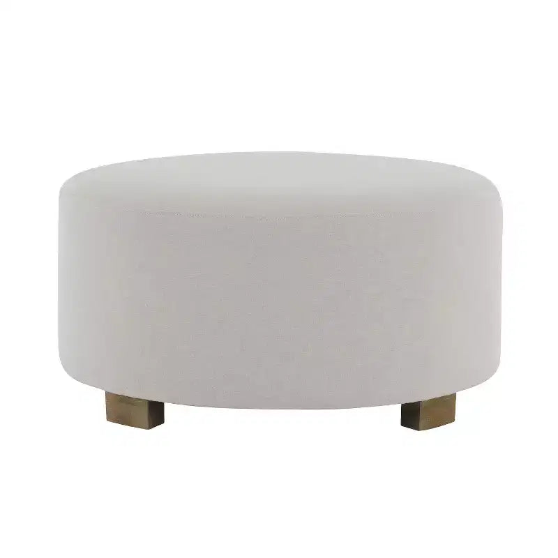 Christopher Knight Home Elsu Pouf rond moderne rembourré en bois d'hévéa