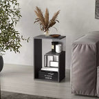 Zeus et Ruta : Table moderne haut de gamme de 63,5 cm avec étagères de rangement ouvertes