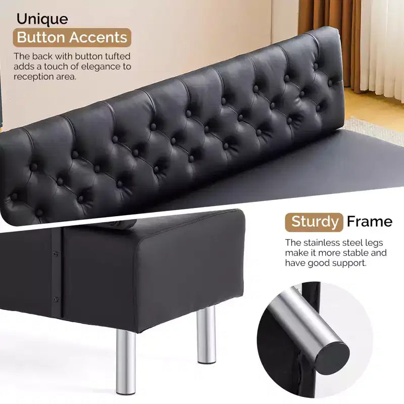 Banc de réception/salle d'attente rembourré Karl Home de 148,8 cm avec dossier capitonné