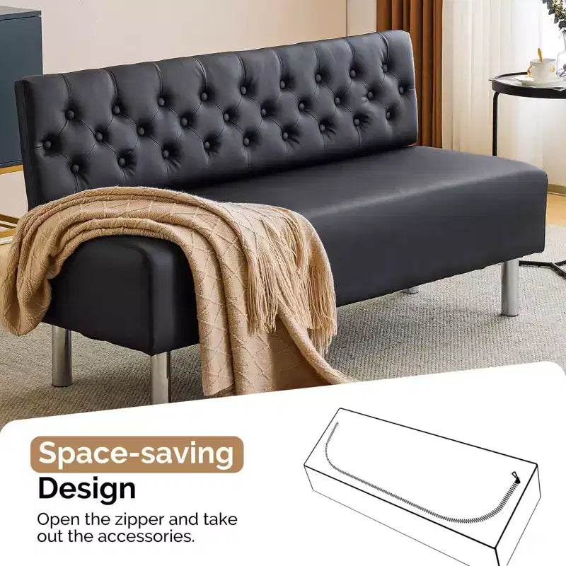Banc de réception/salle d'attente rembourré Karl Home de 148,8 cm avec dossier capitonné