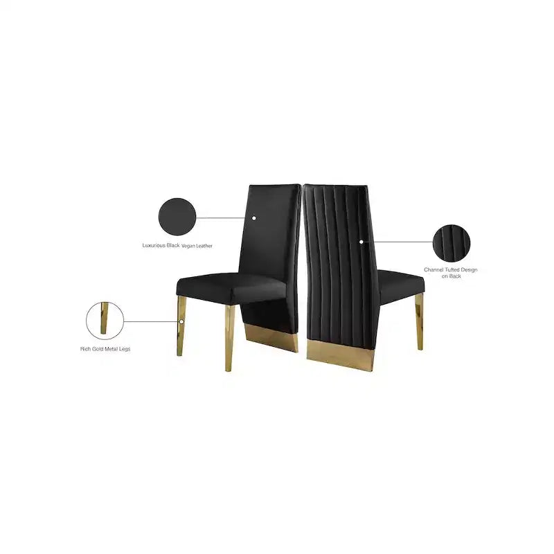 Meridian Furniture, Chaises de salle à manger Porsha en cuir végétalien, ensemble de 2