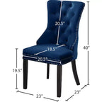 Meridian Furniture, Nikki, chaise de salle à manger en velours, ensemble de 2