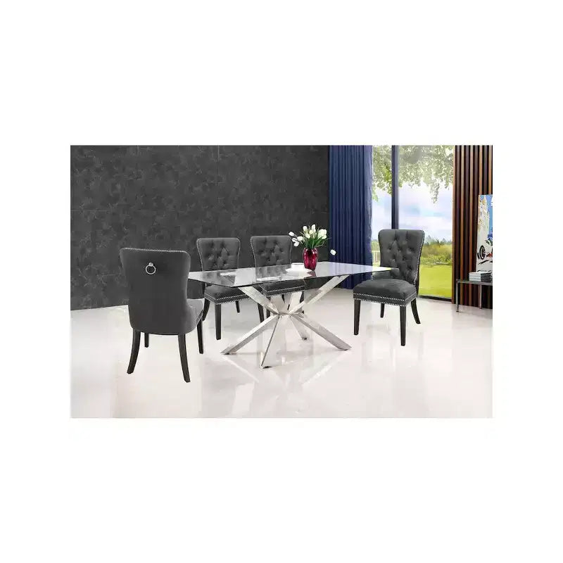 Meridian Furniture, Nikki, chaise de salle à manger en velours, ensemble de 2