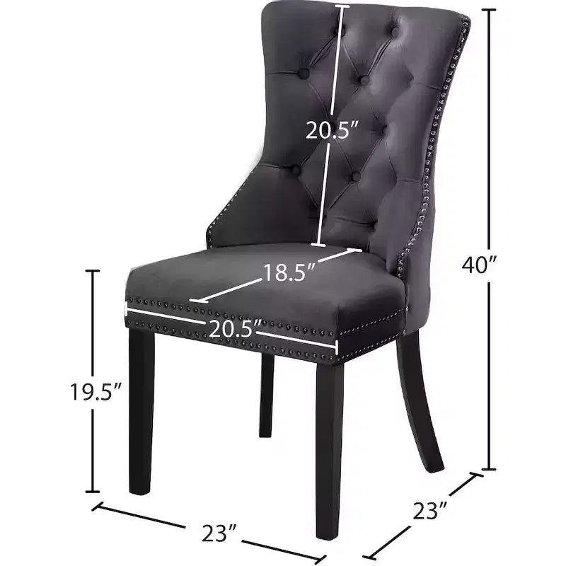 Meridian Furniture, Nikki, chaise de salle à manger en velours, ensemble de 2