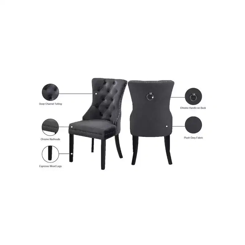 Meridian Furniture, Nikki, chaise de salle à manger en velours, ensemble de 2