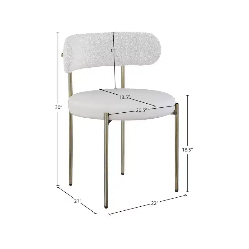 Meridian Furniture, Chaises de salle à manger Beacon en cuir vegan et tissu bouclé, lot de 2
