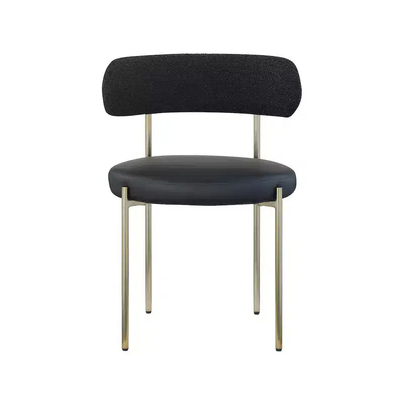 Meridian Furniture, Chaises de salle à manger Beacon en cuir vegan et tissu bouclé, lot de 2
