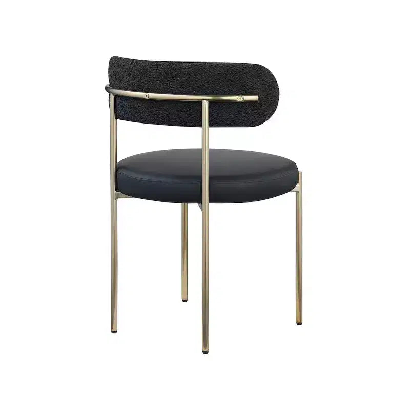 Meridian Furniture, Chaises de salle à manger Beacon en cuir vegan et tissu bouclé, lot de 2