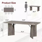 CuisinSmart Table à manger 180 cm pour 6 personnes, table de cuisine rectangulaire de style rustique avec cadre robuste, bureau long et table de dîner en bois épaissi