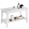 31.5 Modern Industrial Farmhouse Coffee Table with 2-Tier Storage, Black Rectangular MDF Table, Compact Durable Living Room & Office Table