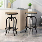 GDFStudio Cedarville Industrial Fir Wood Adjustable Backless Swivel Barstools (Set of 2)