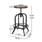 Tabourets de bar pivotants industriels sans dossier et réglables en bois de sapin Cedarville GDFStudio (lot de 2)