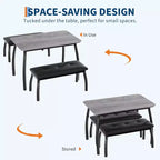 Ensemble table à manger CuisinSmart pour 4, table de cuisine avec 2 bancs rembourrés, ensemble de salle à manger 3 pièces pour petit espace