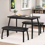 Ensemble table à manger CuisinSmart pour 4, table de cuisine avec 2 bancs rembourrés, ensemble de salle à manger 3 pièces pour petit espace