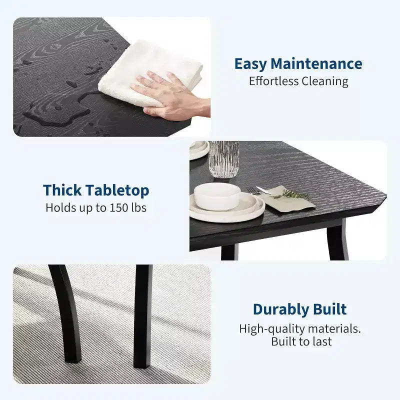 Ensemble table à manger CuisinSmart pour 4, table de cuisine avec 2 bancs rembourrés, ensemble de salle à manger 3 pièces pour petit espace