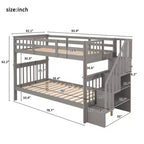 Lit superposé jumeau sur jumeau avec escalier, rangement et barrière de sécurité pour chambre à coucher, dortoir, couleur blanche